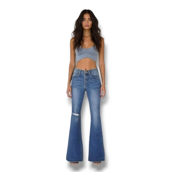Miss Lola High Waist Flare Wide Leg Jeans Women’s Size 9 NWT Boho - Picture 1 of 10